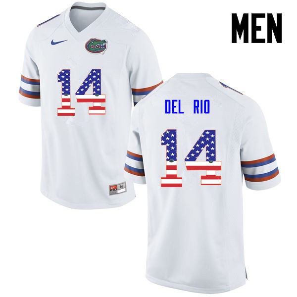 Florida Gators Men #14 Luke Del Rio College Football Jersey USA Flag Fashion White